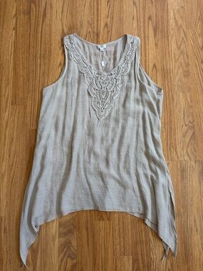 Spense Top Shirt Tank Crochet-Trim Tank Top NWT Size XL X-large